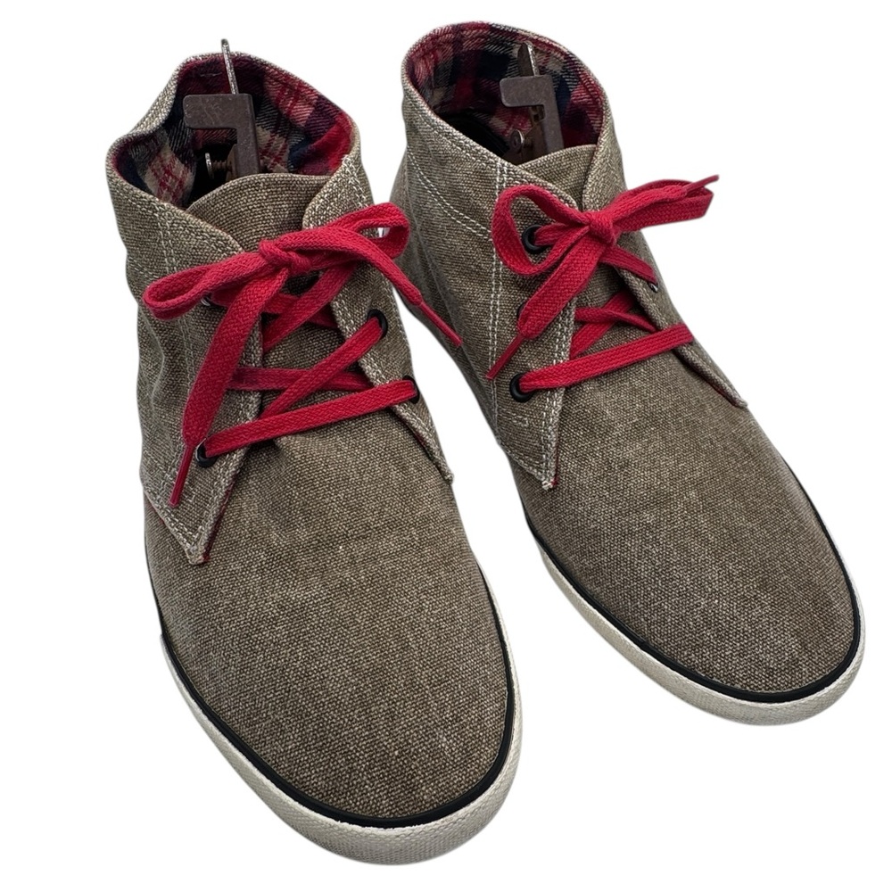 Woolrich Men’s Brown Chukka Canvas Boots with Red Laces - Size 11.5